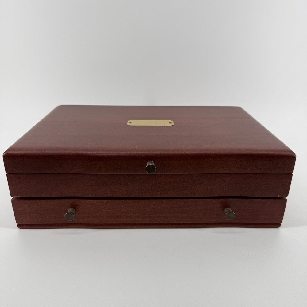 Eureka Mfg Co Flatware Chest Brown Solid Wood Reed Barton 623 Drawer